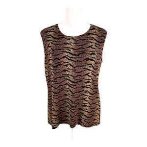 Vintage Chico's Design 2 L Tank Top Textured Burnout Tiger Stripe Shell